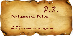 Peklyanszki Kolos névjegykártya